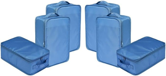 Travel Shoe Bags, Foldable Waterproof Shoe Pouches Organizer-Double Layer (6 Seablue Shoe Bags)
