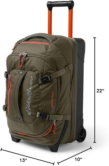 Eddie Bauer Expedition Rolling Duffel Bag with Wheels | Travel | Carry-On | Luggage | Rugged | Durable - Dark Thyme, 22"