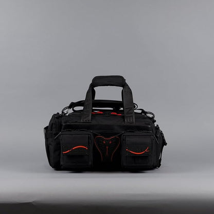 WOLFpak 20L Mini Duffle Bag for Gym & Travel | Waterproof Carry-On Weekender Bag with Shoe Compartment, Hard Bottom, and Tactical Molle System (Red Venom)