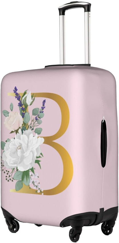 Flower Lette B Pink Luggage Cover Elastic Washable Stretch Suitcase Protector Anti-Scratch Travel Suitcase Cover for Kid and Adult S (18-21 inch suitcase)