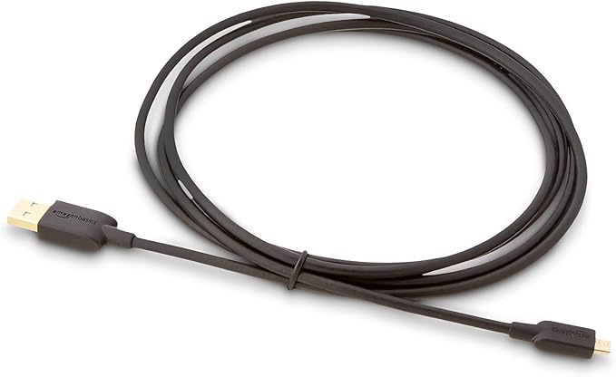 Amazon Basics 5-Pack USB-A to Micro USB Charging Cable, 480Mbps Transfer Speed with Gold-Plated Plugs, USB 2.0, 6 Foot, Black