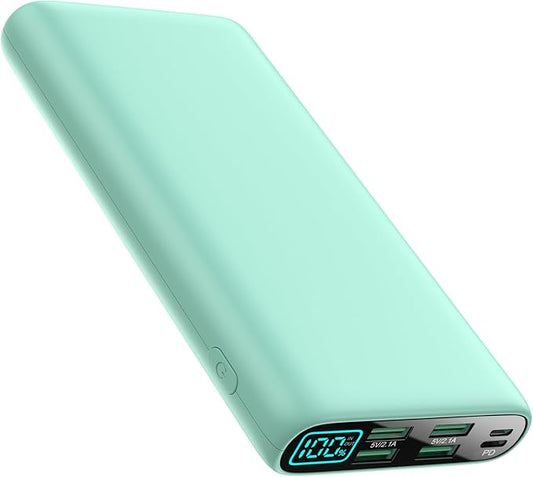 Portable Charger 38800mAh,LCD Display Power Bank,5 USB Outputs Battery Pack Backup, USB-C 3A in&out Travel Essential Portable Phone Charger For iPhone 17/16/15/14/13 Pro,Android Samsung Galaxy-Green