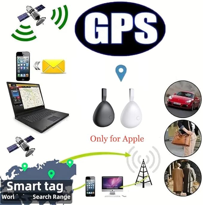 GPS Tracker for Vehicles, Mini Tracking Device for Vehicles, Car Tracker Device Hidden No Subscription Work with Find My (iOS Only), Key Finder, for Kids, Dogs, Luggage, Bag (White, 4 Pack)