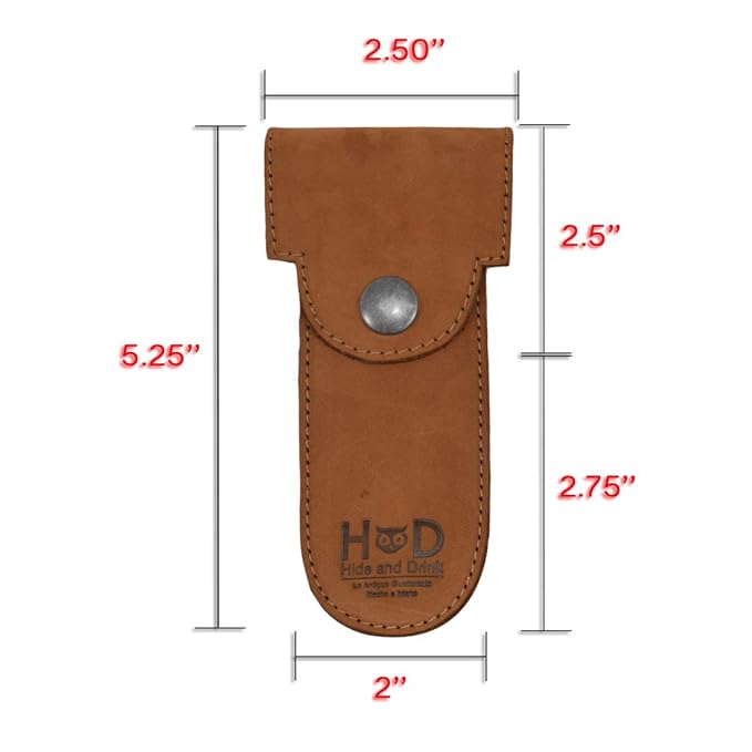 Hide & Drink, Double Edge Protector Case, Barber Razor Sheath, Safety Cover, Travel and Commuter Essentials, Portable Carry Bag, Vintage, Full Grain Leather, Handmade, Old Tobacco