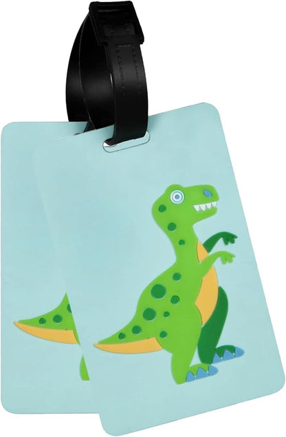 Wildkin Kids Luggage Tags – Set of 2, Durable Bag Tags w/Info Card for Suitcases & Backpacks - Dinosaur