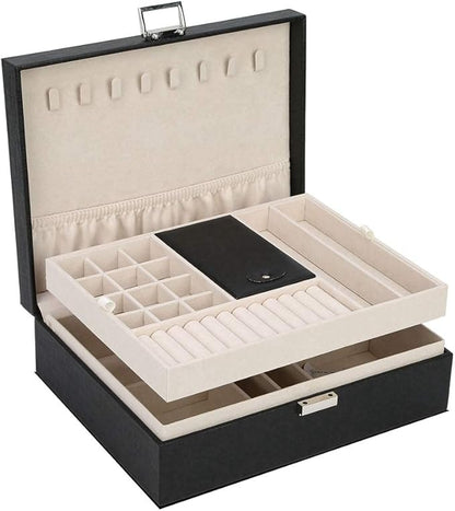 FSC Lighting Jewelry Box Organizer, Travel Jewelry Storage Case Necklace Holders Display Tray Storage Case(Black)