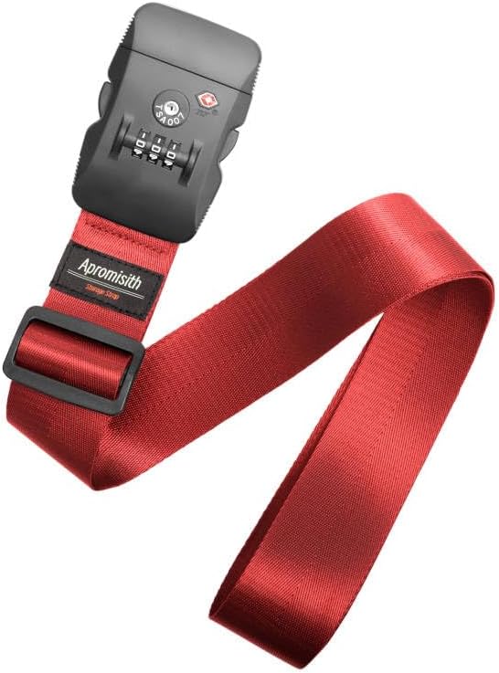 Luggage Strap Belt for 20"-32" Suitcase with TSA Approved 3-Dial Combination Lock Wide Adjustable Packing Straps Travel Accessories, Red