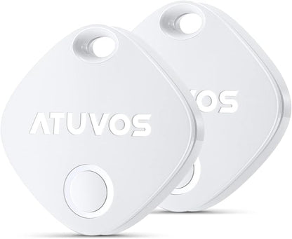 ATUVOS Air Tracker Tags-2 Pack, Bluetooth Luggage Tracker & Keys Finder Works with Apple Find My (iOS Only), Item Finders for Suitcases, Wallets, Bags, Waterproof IP67, Replaceable Battery, Anti-Lost