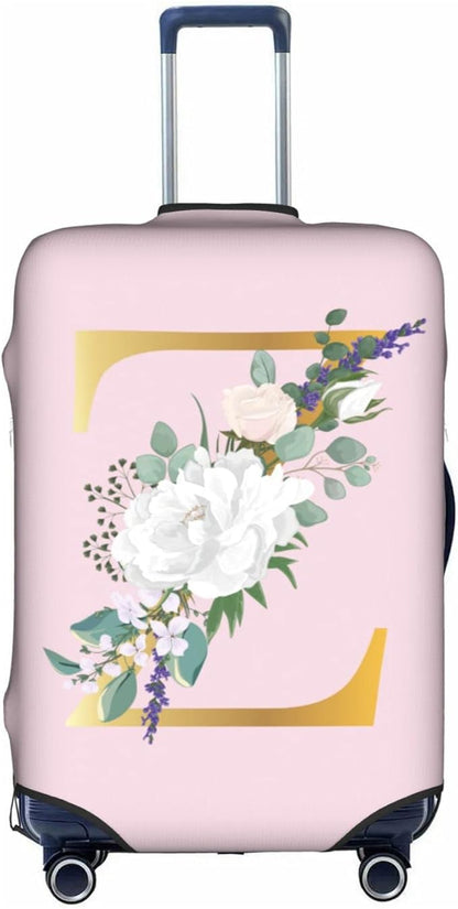 Flower Lette Z Pink Luggage Cover Elastic Washable Stretch Suitcase Protector Anti-Scratch Travel Suitcase Cover for Kid and Adult L (25-28 inch suitcase)