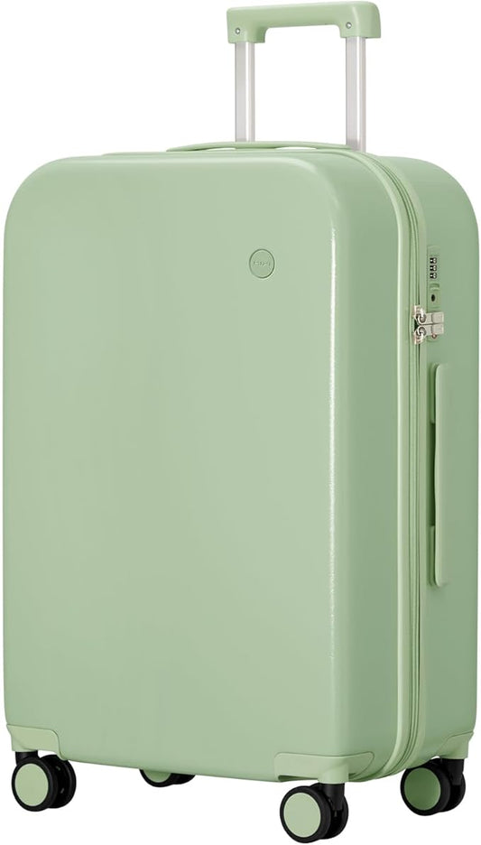 mixi Luggage Suitcase with Spinner Wheels, Hardside Rolling Suitcase PC with Cover & TSA Lock Lightweight Travel Case 26in Checked in, Avocado Green