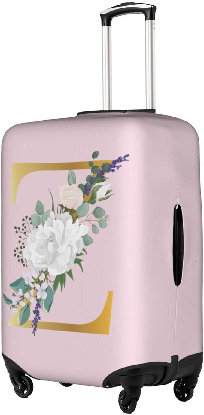 Flower Lette Z Pink Luggage Cover Elastic Washable Stretch Suitcase Protector Anti-Scratch Travel Suitcase Cover for Kid and Adult XL (29-32 inch suitcase)