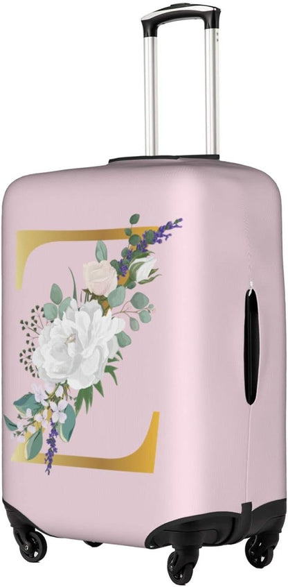 Flower Lette Z Pink Luggage Cover Elastic Washable Stretch Suitcase Protector Anti-Scratch Travel Suitcase Cover for Kid and Adult M (22-24 inch suitcase)