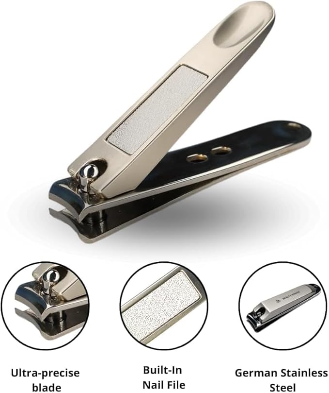 9 in 1 Professional Manicure Pedicure Set - Stainless Steel Nail Clippers, Nano File, Cuticle Nipper, Scissors, Tweezers, Travel PU Leather Case for Men & Women - Gift Ready New (Pink)