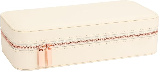 Travel Jewelry Case, Small Jewelry Organizer Box Portable Jewellery Box for Rings Earrings Necklaces Bracelets, Beige C