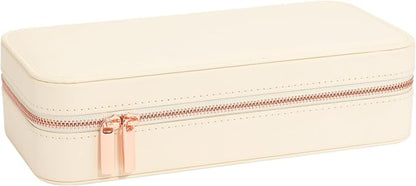 Travel Jewelry Case, Small Jewelry Organizer Box Portable Jewellery Box for Rings Earrings Necklaces Bracelets, Beige C