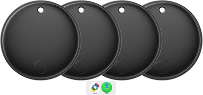 Eelexa Smart Tag Tracker, Dual System Air Tracker Tag for iOS and Android, Compatible with Apple Find My or Google Find Hub Smart Keys Finder Item Locator with Waterproof&Light (Black-4Pack)