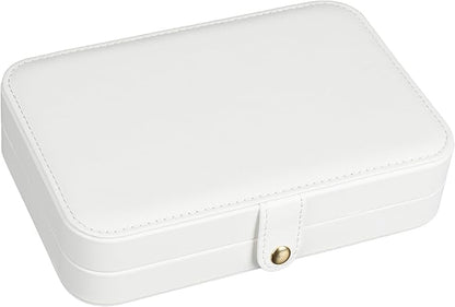 Small Jewelry Box, Travel Jewelry Case Portable Jewelry Boxes for Women, 2-Layer Mini Jewelry Travel Organizer, Gift for Women Girls,White B