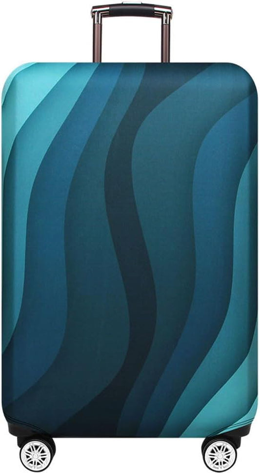 MosaiRudo Thicker Luggage Cover Elastic Suitcase Cover Protector Fits 18-32 Inch Suitcase Travel Accessories (Green Ripple, L)