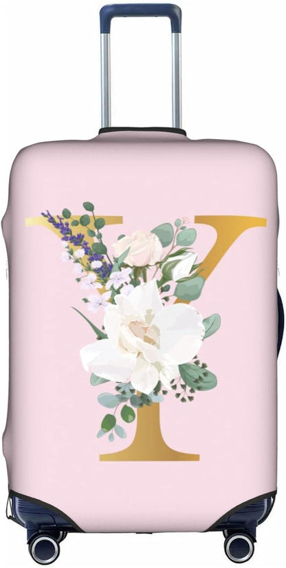 Flower Lette Y Pink Luggage Cover Elastic Washable Stretch Suitcase Protector Anti-Scratch Travel Suitcase Cover for Kid and Adult L (25-28 inch suitcase)