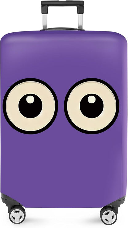 ANNA QUEEN Funny Cartoon Eyes Luggage Cover, Purple Suitcase Protector with Cute Big Eyes Design, Travel Suitcase Cover for 28-30 Inch Luggage, Stretchable & Washable Spandex Travel Accessories