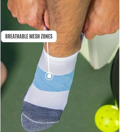 Unisex Compression Athletic Ankle Socks (3 Pairs) – Low Cut Tab Running Socks with Arch Support & Ideal for Pickleball