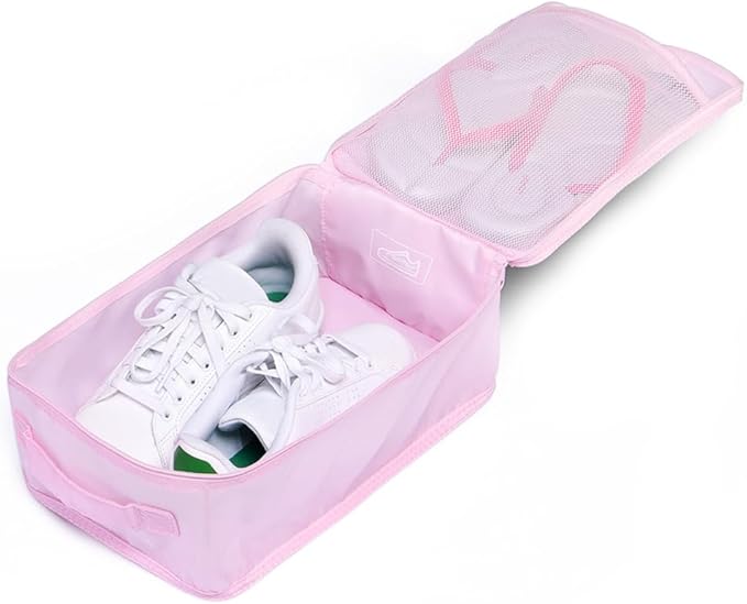 Travel Shoe Bags, Foldable Waterproof Shoe Pouches Organizer-Double Layer (6 Pink Shoe Bags)