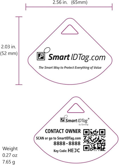 Dynotag® Express Series Solid Metal Web Enabled Smart Bag Tag ID + Steel Loop, Anodized Aluminum with DynoIQ™ & Lifetime Recovery Service (Midnight Black)
