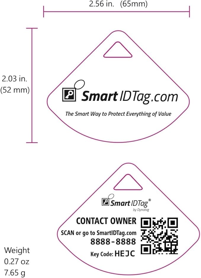 Dynotag® Express Series Solid Metal Web Enabled Smart Bag Tag ID + Steel Loop, Anodized Aluminum with DynoIQ™ & Lifetime Recovery Service (Sapphire Blue)