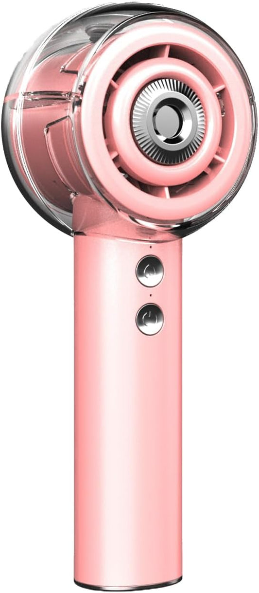 Portable Misting Fan, Handheld Turbo Fan with Mist, 6000mAh Battery Rechargeable Personal Fans Mister 4-Speed, 25ml Water Spray Tank, Gifts for Women Men Home Office Travel Outdoor Camping