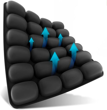 Travel Cushion – CloudAir Technology Airplane Seat Cushion – Inflatable Travel Pillow for Long Flights – Portable Air Cell Design, Puncture-Resistant Waterproof Pad – Black