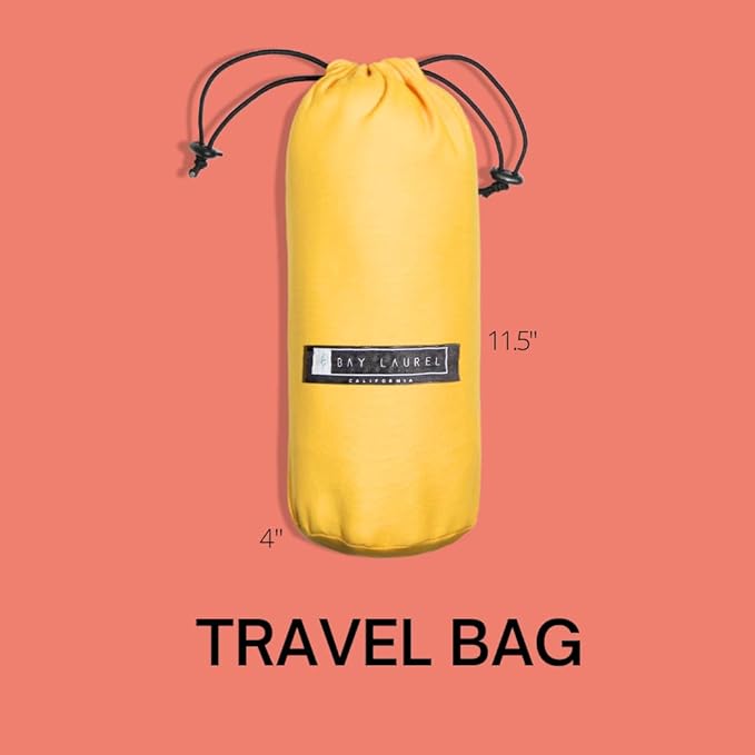 BAY LAUREL Turkish Beach Towel with Travel Bag 39 x 71 Quick Dry Sand Free Lightweight Large Oversized Towels Light (Orange with Yellow Bag)