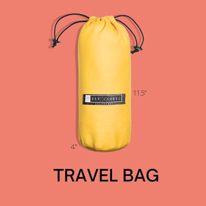 BAY LAUREL Turkish Beach Towel with Travel Bag 39 x 71 Quick Dry Sand Free Lightweight Large Oversized Towels Light (Orange with Yellow Bag)