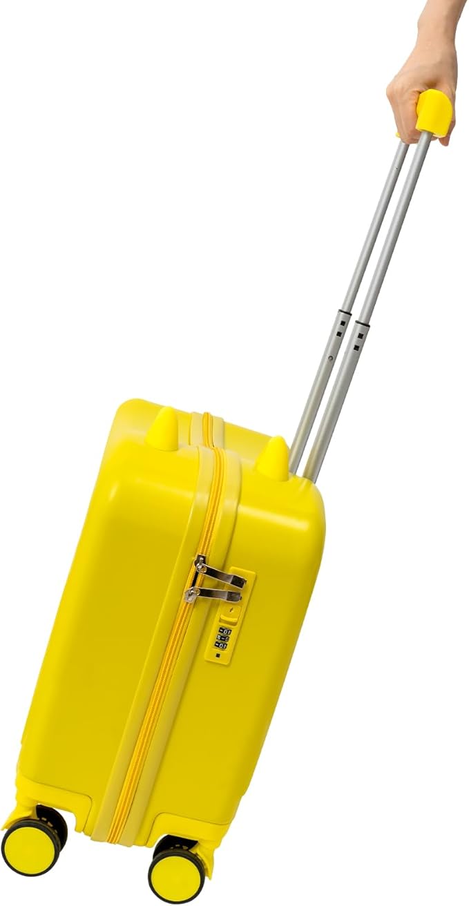 18" Kids Luggage Suitcase for Girls & Boys, Kids Carry On Luggage with Wheels Children’s Suitcase w/Lock (Yellow)