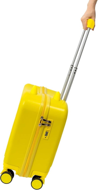 18" Kids Luggage Suitcase for Girls & Boys, Kids Carry On Luggage with Wheels Children’s Suitcase w/Lock (Yellow)