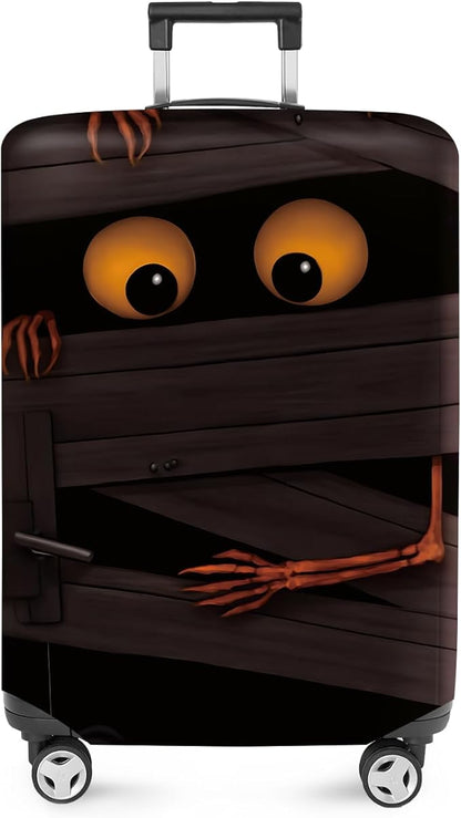 ANNA QUEEN Mummy Halloween Luggage Cover, Fun Skeleton Design, Stretchable & Washable Travel Sleeve for 20-34 Inch Luggage