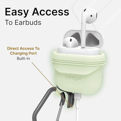 Catalyst Waterproof Case for AirPods 2nd Generation and AirPods 1st Generation - Wireless and USB-C Charging High Drop Protection AirPod Gen 2 and Gen 1 Case with Carabiner, One Piece Design