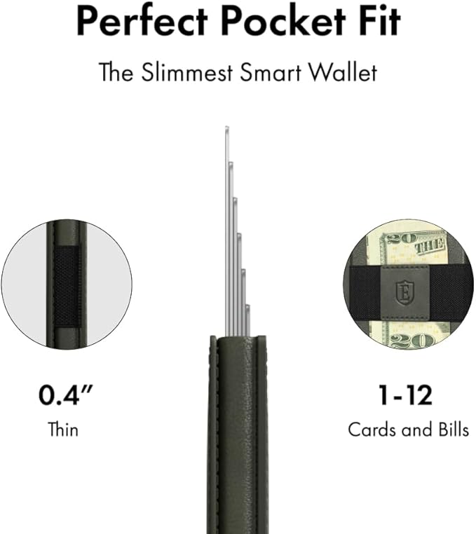 Ekster - Parliament Pop Up Wallet for Men - RFID Blocking Metal Card Holder Wallet with Push Button and Card Ejection - Minimalist Leather Tactical Daily Carry Parliament - Easy Access, Juniper Green