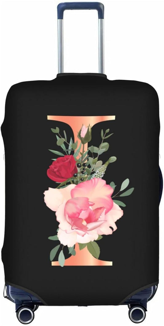 Floral Letter I Travel Luggage Cover Spandex Suitcase Protector Elastic Washable Stretch Suitcase Cover Fits 29-32 Inch Luggage