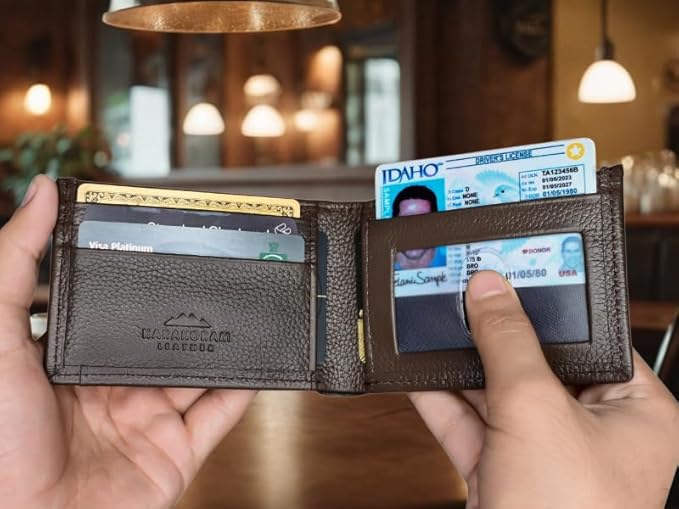 KARAKORAM LEATHER Artisan Made Premium Cowhide Leather Slim BiFold Wallet for Men | RFID Blocking Front Pocket Everyday Carry | Fits 12-14 Cards with 2 External Quick Access Slots (Mountain Mocha)