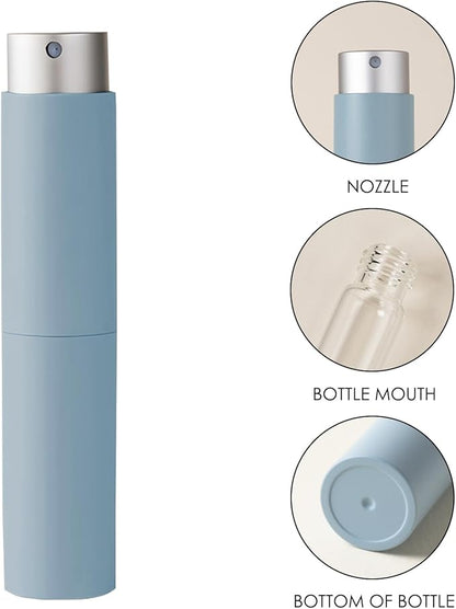 LUEXBOX 3 Pack Refillable Perfume Bottle for Travel, 8ml Atomizer Fragance Spray Pump, Pocket Size Mist Dispenser, Leafproof Scent Sprayer (White+Pink+Blue)