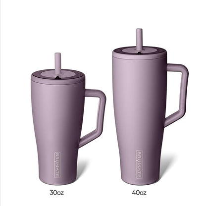 BrüMate Era 40 oz Tumbler with Handle and Straw | 100% Leakproof Insulated Water Bottle Tumbler with Lid and Flexible SoftSip Straw | Made of Stainless Steel | Cup Holder Friendly | 40oz (Lilac Dusk)
