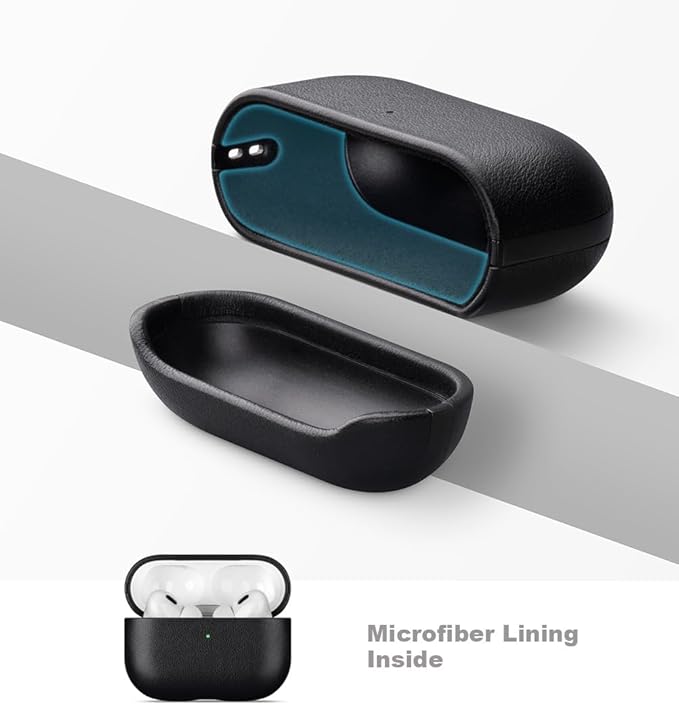LOPIE Leather Case for AirPods Pro 2nd Generation - Handmade AirPods Pro 2 Case Cover with Lanyard - Made of Full Grain Leather - Drop Protection Hard Shell Cover - Wireless Charging Compatible, Black