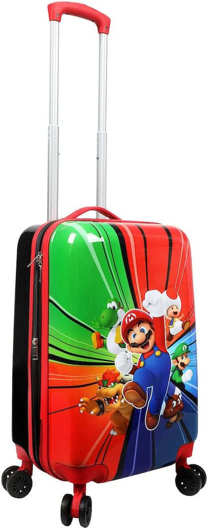 Bioworld Super Mario Bros Character Group Art 20" Rolling Carry On Luggage