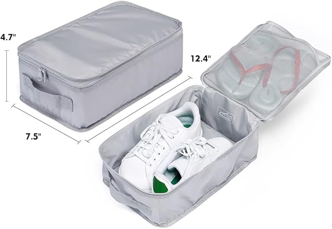 Travel Shoe Bags, Foldable Waterproof Shoe Pouches Organizer-Double Layer (8 Grey Shoe Bags)