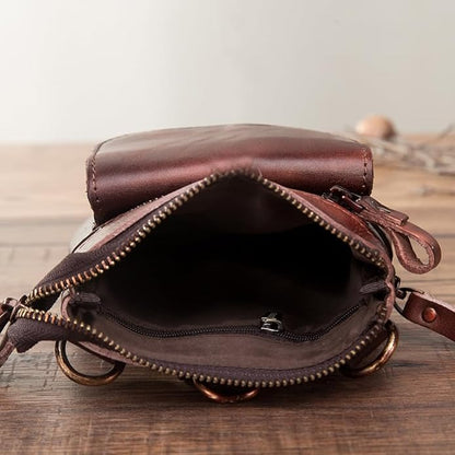 Versatile Cowhide Small Messenger Bag for Men Genuine Leather Waist Pack for Daily Use and Outdoor Activities