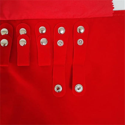Premium Jewelry Roll Organizer for 16 Necklaces 55cm x 29cm Metal Snap & Velcro Closure - Ideal for Travel and Storage (Red)