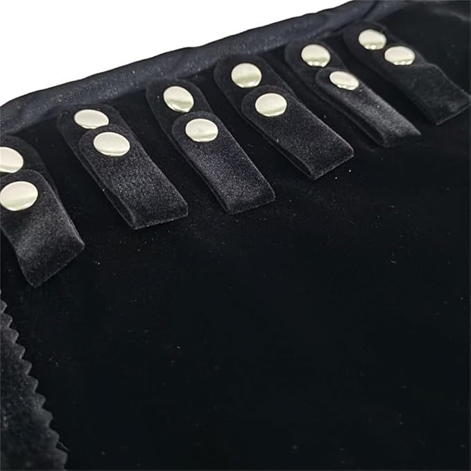 Velvet Travel Jewelry Case Roll Bag Organizer for Necklace Bracelet Earrings Ring (Black) (Black set)