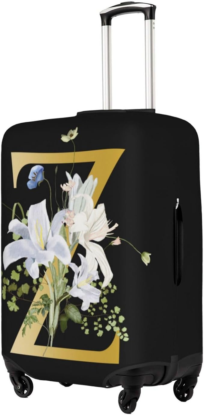 Decorative Z Suitcase Protectors Elastic Washable Luggage Covers With Concealed Zippers For 18-32 Inch Luggage (Size S: Fits 18-21 Inch)