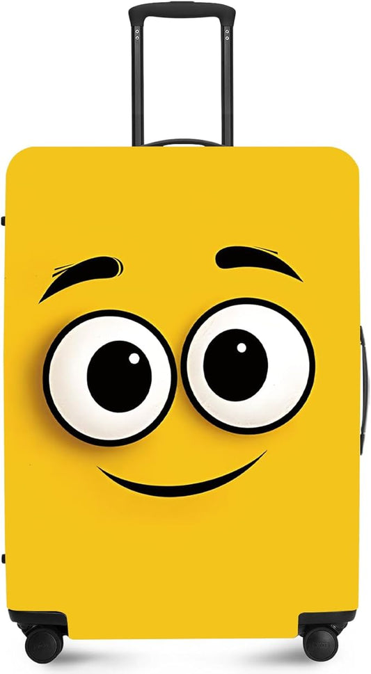 ANNA QUEEN Cute Emoticons Yellow Luggage Cover Washable Suitcase Protector Suitcase Cover Anti-Scratch,Stretchable Fit for 18-32Inch Luggage,Travel Bag Cover XL(fits 29-32Inch suitcase)