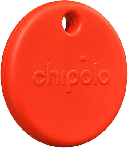 Chipolo POP Tracker Tag - Colorful, Compatible, Loud Bluetooth Tracker with Call Your Phone & Out of Range Alert, Works with Apple Find My or Google's Find My Device - Red